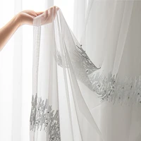 nordic curtains for living dining room bedroom custom luxury simple french white tulle bead embroidery window curtain room decor