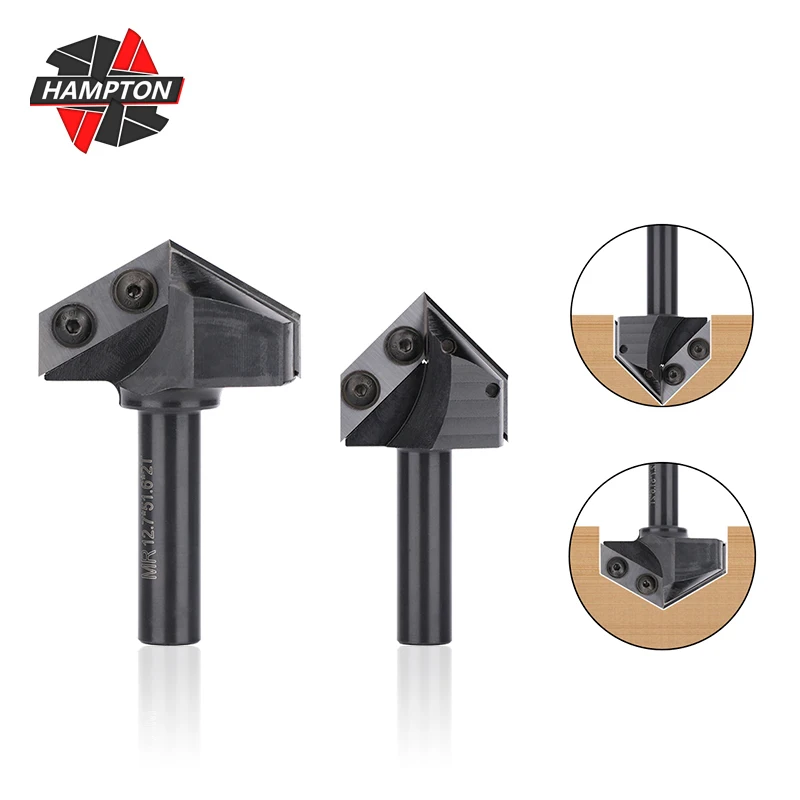 HAMPTON V Slot Wood planer bit 90 Degrees 1/2 Shank Spoilboard Surfacing Router Bit with Carbide Insert,Wood Milling Cutter