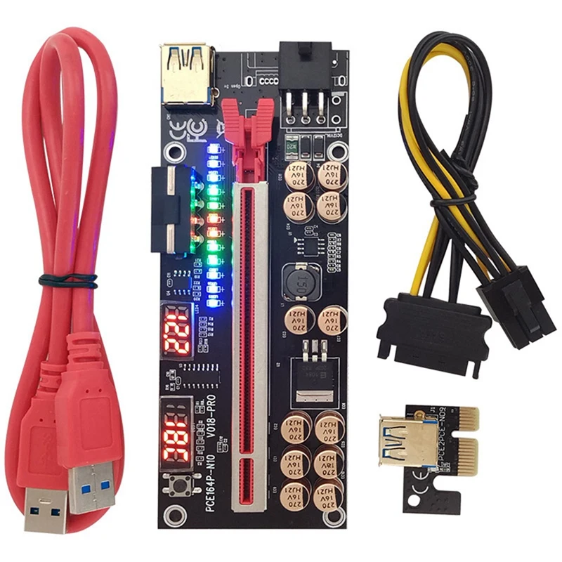 Кабель USB 3.0 VER018 PRO PCI-E Riser Card 018 PLUS PCI Express 1X-16X, удлинитель PCIe-адаптера для майнинга BTC (черный)-DT30 (art.: 3920dc6efa4df) - 3920dc6efa4df