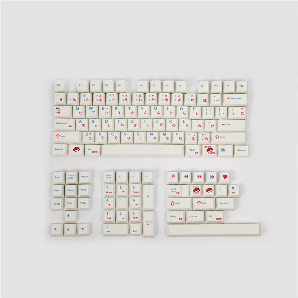 

New PBT Sushi Keycaps Japanese Cherry Profile Mechanical Keyboard Keycap Full Sets DYE Subbed with 7U Spacebar 1.75U 2U Shift