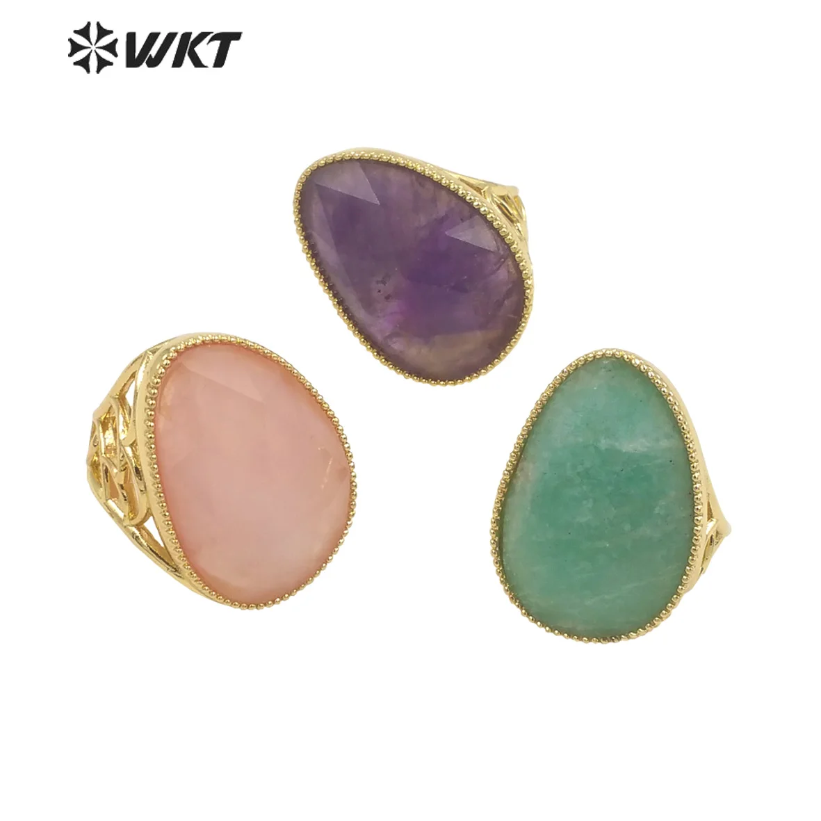 Регулируемое кольцо с натуральным драгоценным камнем