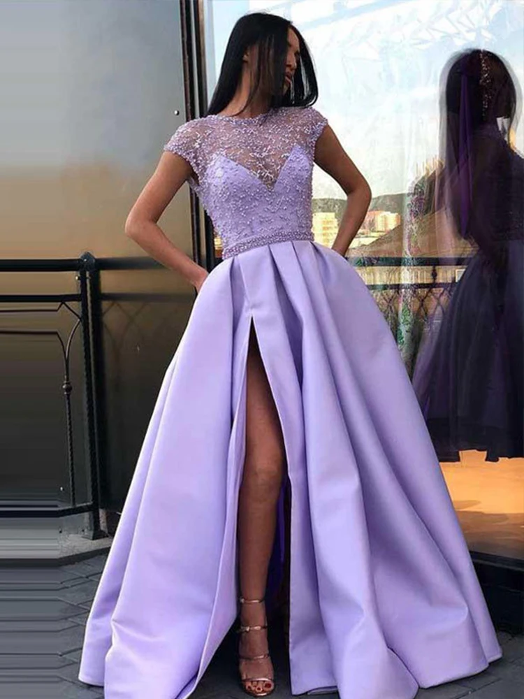 PLEINDl Elegant Evening Dresses O-Neck Short Sleeve Asymmetrical Chiffon Knee-Length 2022 New of Ruched Classic Prom Dress Women