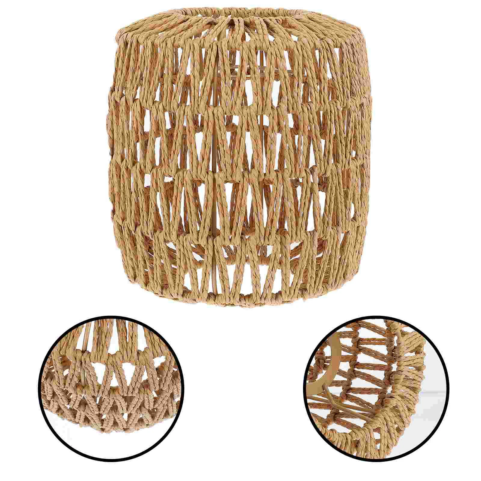 

Lamp Shade Lampshade Rattan Light Ceiling Pendant Chandelier Cover Woven Wickerweaving Rope Shades Hanging Table Bulb Rustic