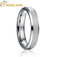 bonlavie 4mm tungsten carbide ring for men women classic sandblasted tungsten wedding band jewelry