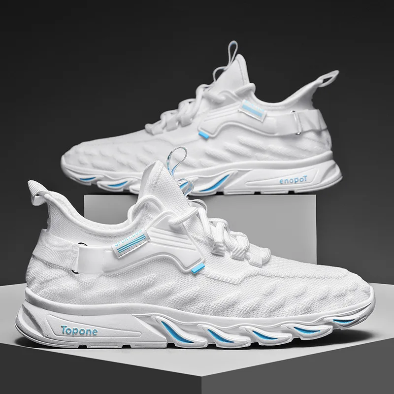 

Мужская обувь, новинка 2022, модные летние плетеные туфли, дышащая Тонкая Повседневная спортивная обувь, модные уличные кроссовки для бега