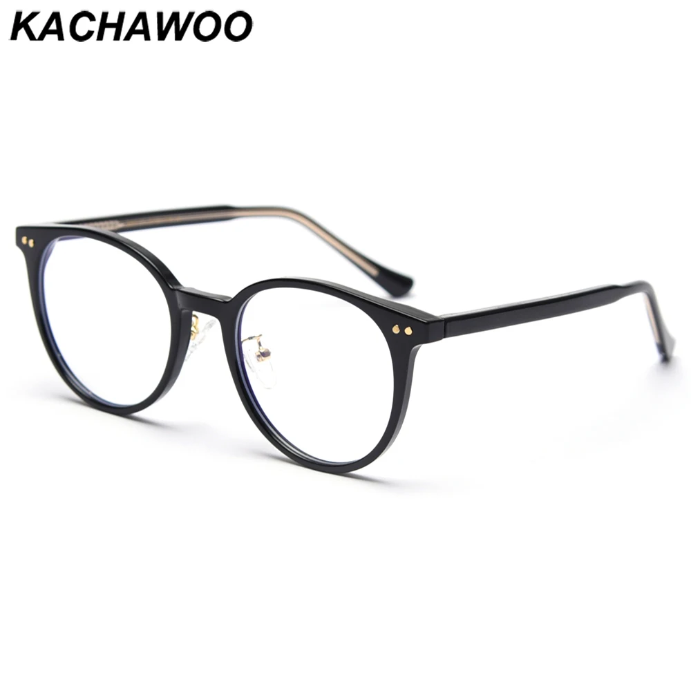 

Kachawoo round eyeglasses men blue light tr90 retro glasses frame for women trendy decorate grey black Korean style best seller