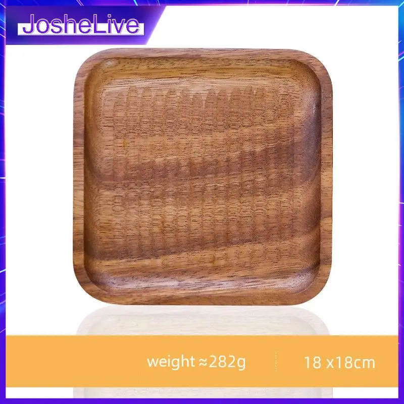 

Square Wooden Serving Platter Sushi Snack Dessert Cake Plate Tray Coffee HotPot Dish Wooden Tray Non-Slip Kitchen Accessories