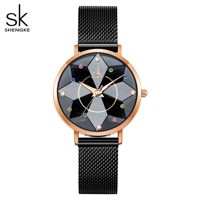 Shengke Fashion Diamond Women Watches Hot Sales Woman's Quartz Wristwatches Top Luxury Ladies Clock SK Original Mujer Montre enlarge