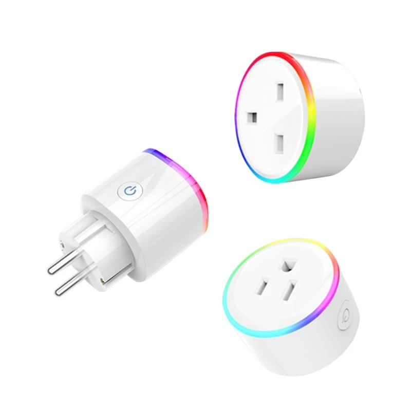 

Wifi Socket Plug Outlet Switches with Dimmable RGB Light EU UK US Voice Control