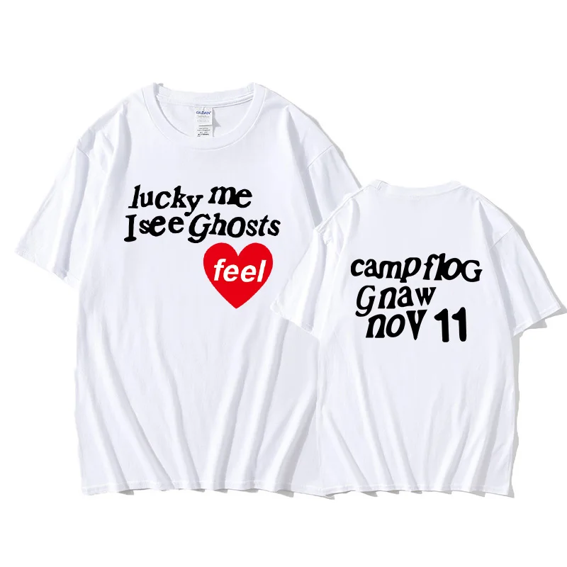 Kanye West Graffiti Letter Cotton T-shirt Short-sleeved Men's and Women's Fashion Printing Summer Trend Couples Wear |