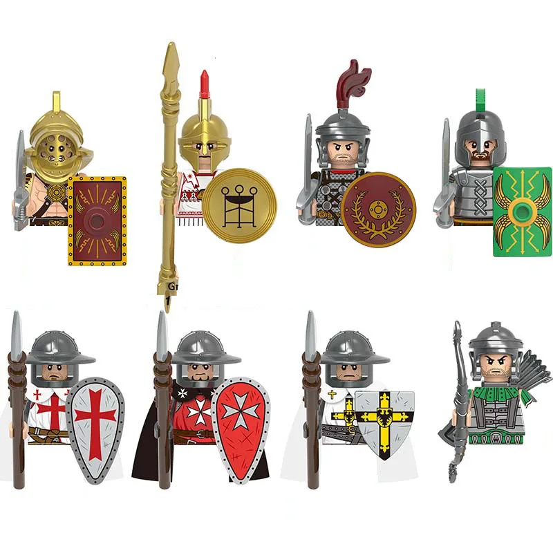 S Roman Gladiator Mini Bricks Doll Assemble Building Blocks Toys For Children