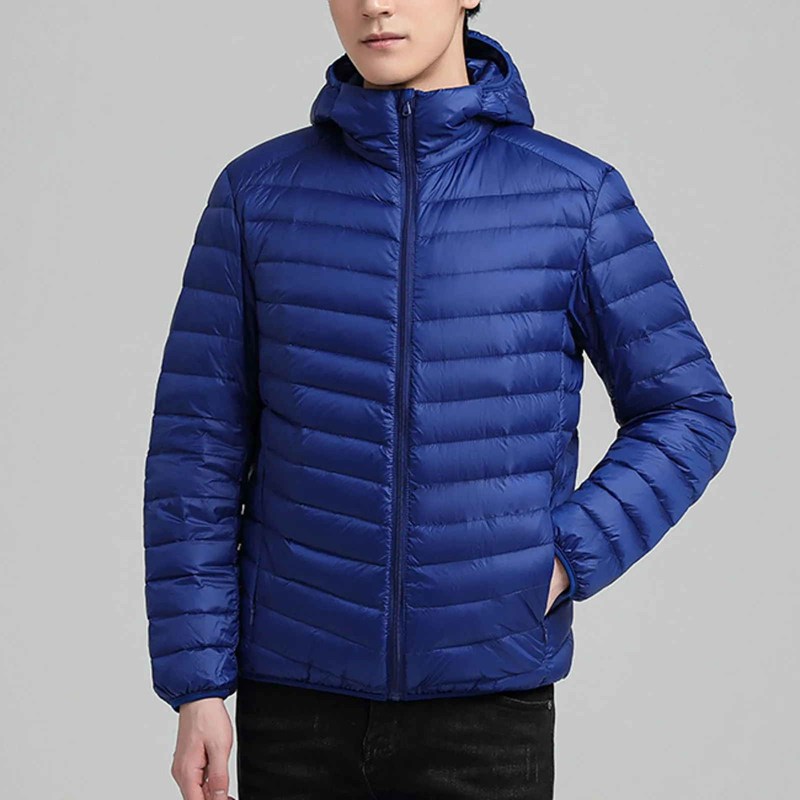 Мужская куртка пальто ветровка свободная легкая осенне-зимняя на молнии с