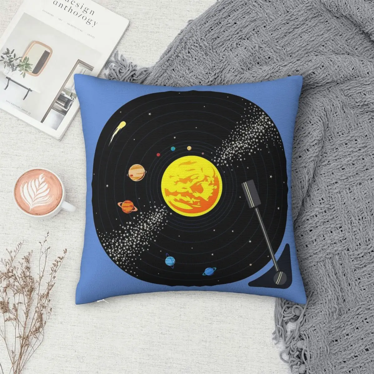 Solar System Vinyl Record Pillowcase Polyester Pillows Cover Cushion Comfort Throw Pillow Sofa Decorative Cushions Used for Sofa