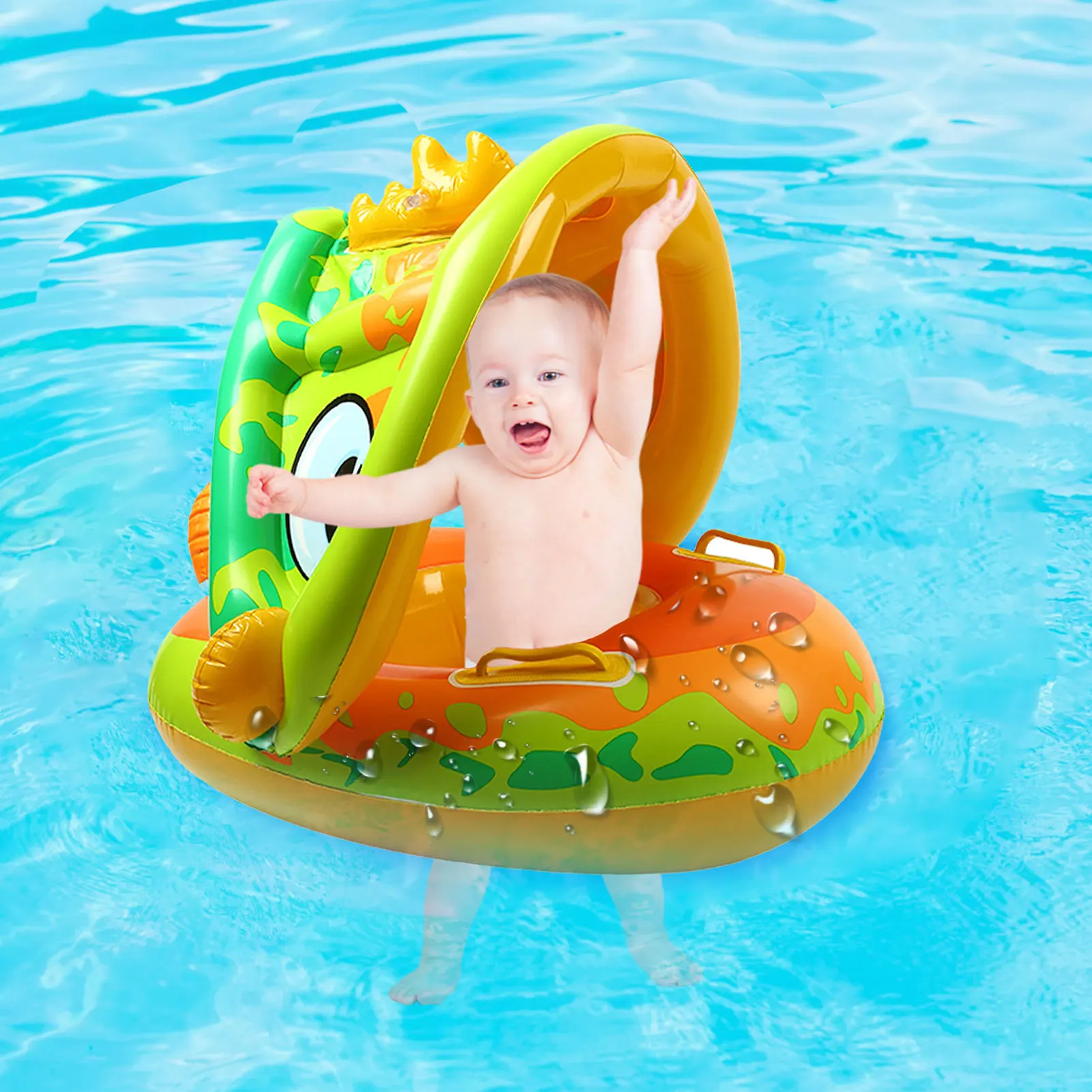 

Детский бассейн плавающий ребенок плавать плавающий круг для малышей с солнцезащитным навесом практичный надувной ребенок Плавающий Басс...