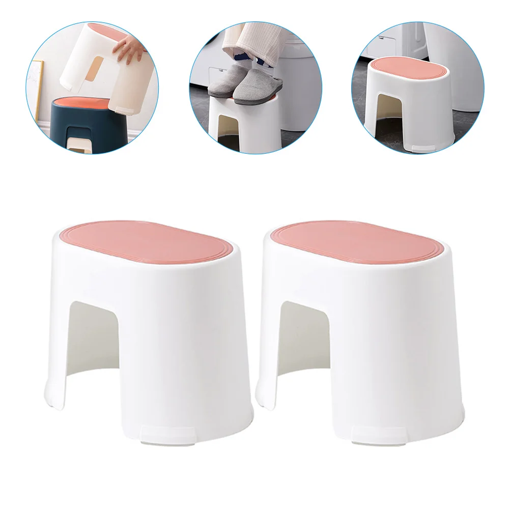 

2pcs Stool Toilet Step Stool Nonslip Footstool Anti-skid Step Stool
