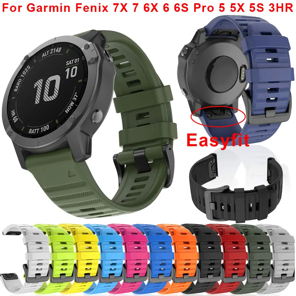 

For Garmin Fenix 7X 7 7S 6X 6 6S Pro Silicone Quick Fit Watchband For Fenix 5 5X 5S 3HR Straps Wristbands Correa Belt 20 22 26MM