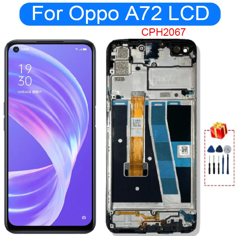 

ЖК-дисплей 6,5 дюйма для Oppo A72 с рамкой для Oppo A72 CPH2067, запасные части