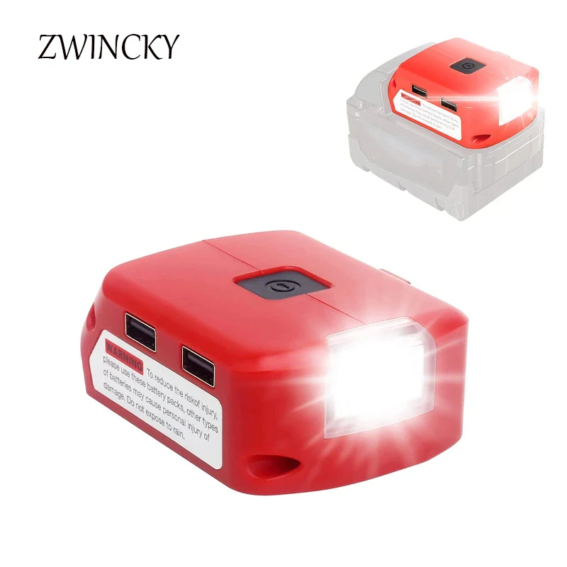 Battery Adapter For Milwaukee 18V Battery USB Charger Power 