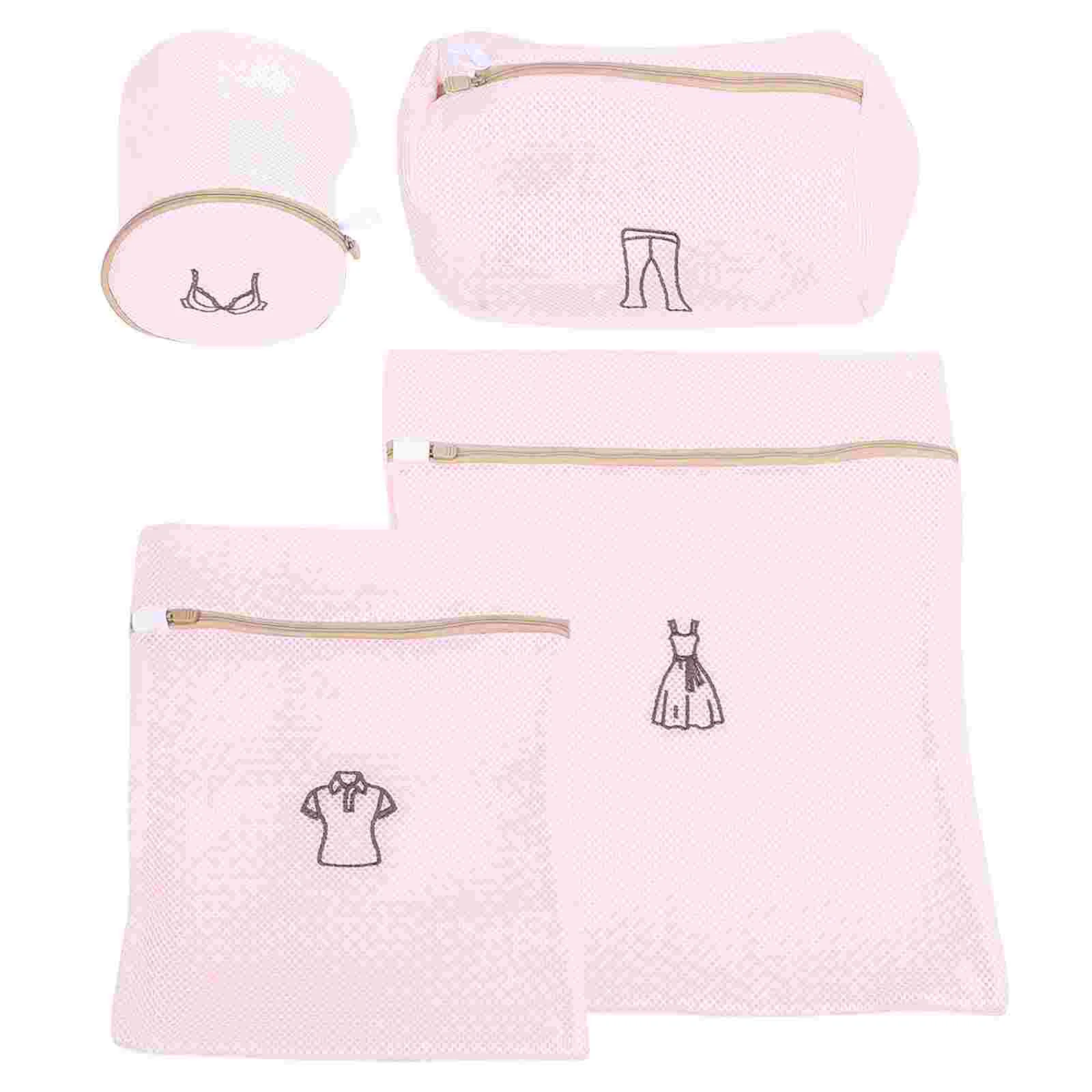 

4 Pcs Washing Bag Laundry Garment Morandi Powder Protection Mesh Bags Machine Polyester Undergarment
