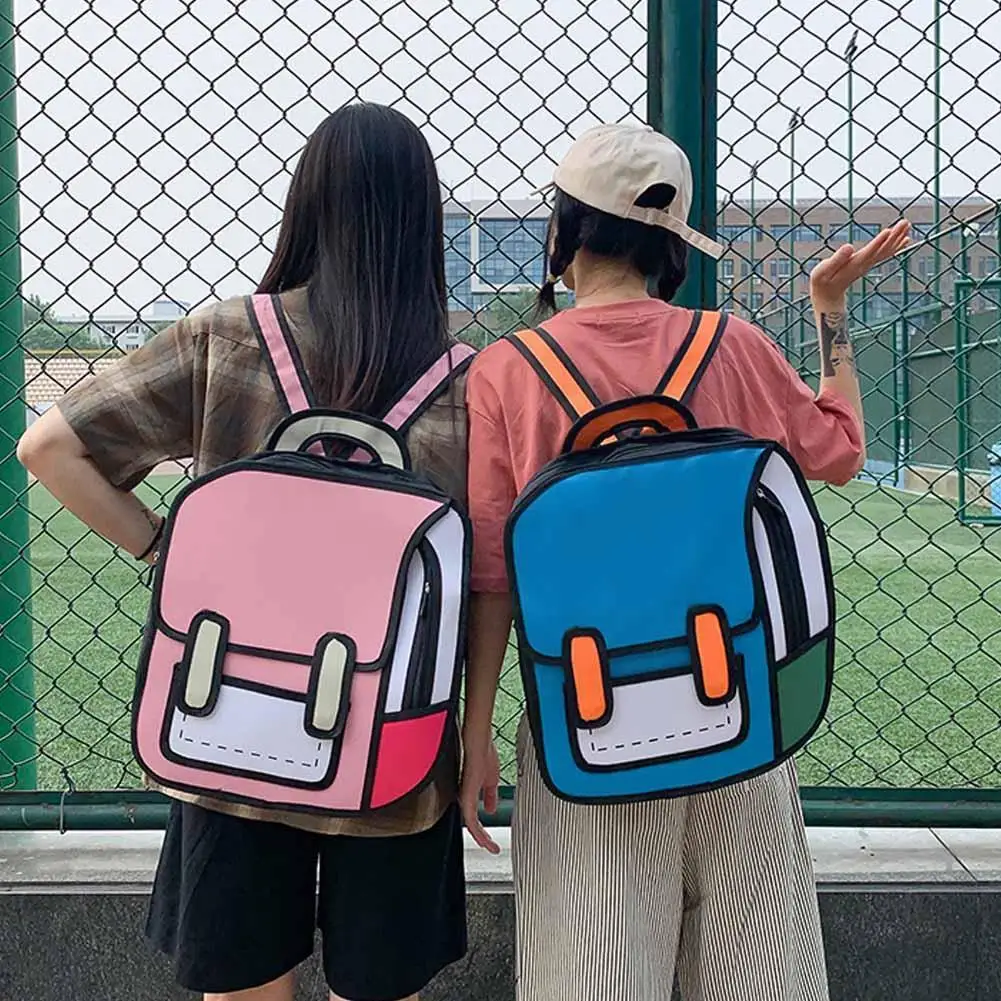 

Oxford Cloth Bags Girls Boys Jump Style 3D Backpack 16Inch 2D Drawing Anime Comic Cartoon Backpack For Students Daypack Lar W4C8