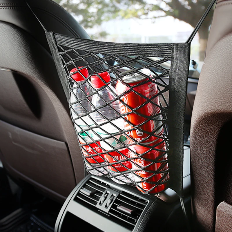 

Universal Car Storage Net Bag Between Seats Stretchable Elastic Mesh Bag Car Divider Pet Barrier Organizer Auto Accessories