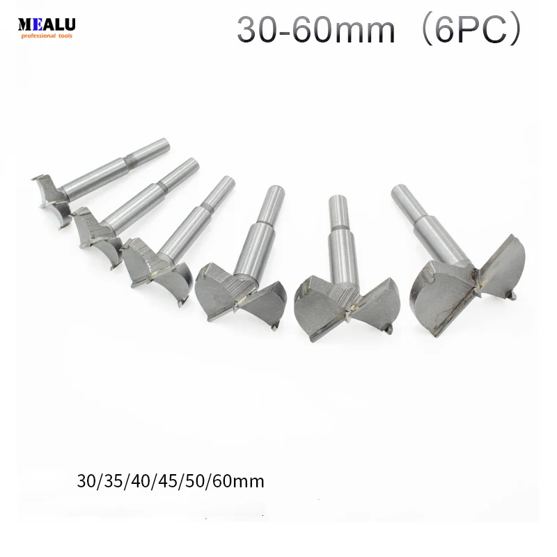 

6 шт. 30-60 мм Нож для отверстий, фрезерный станок, набор сверл с плоскими крыльями, деревообрабатывающие режущие инструменты