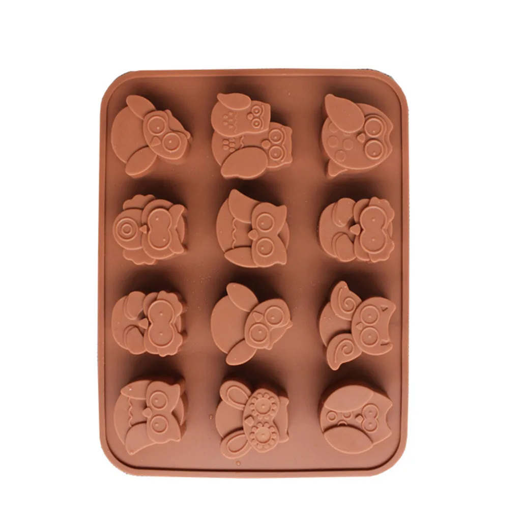 

12 Owls Shape Silicone Mold Cavity Fondant Candy Fondant Chocolate Kitchen Mould Accessories Chocolate Cookies Cake DIY Mold