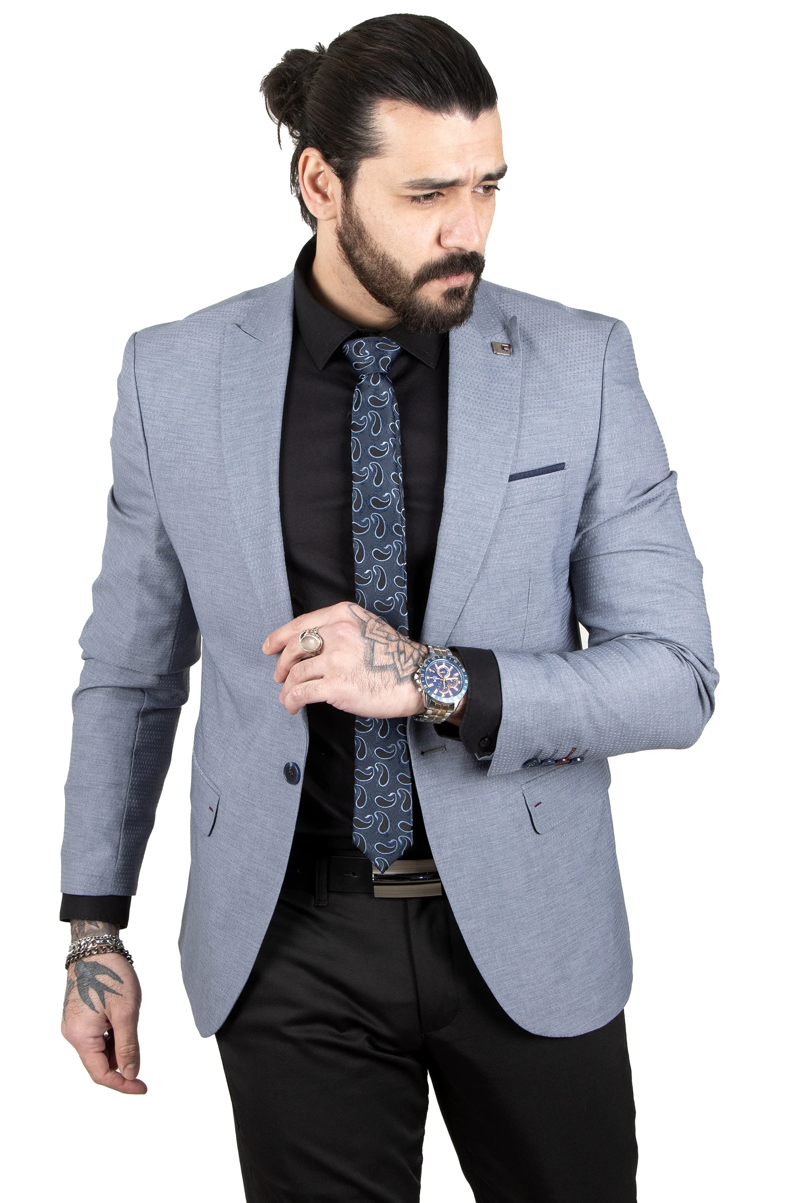 

DeepSEA Dot Pattern Dovetail Collar Slim Fit Men 'S Jacket 2303145