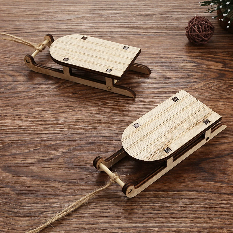 

Creative Delicate Durable Practical Portable Xmas Sled Mini Sleighs Tabletop Decoration Christmas Ornament 2022 New Year