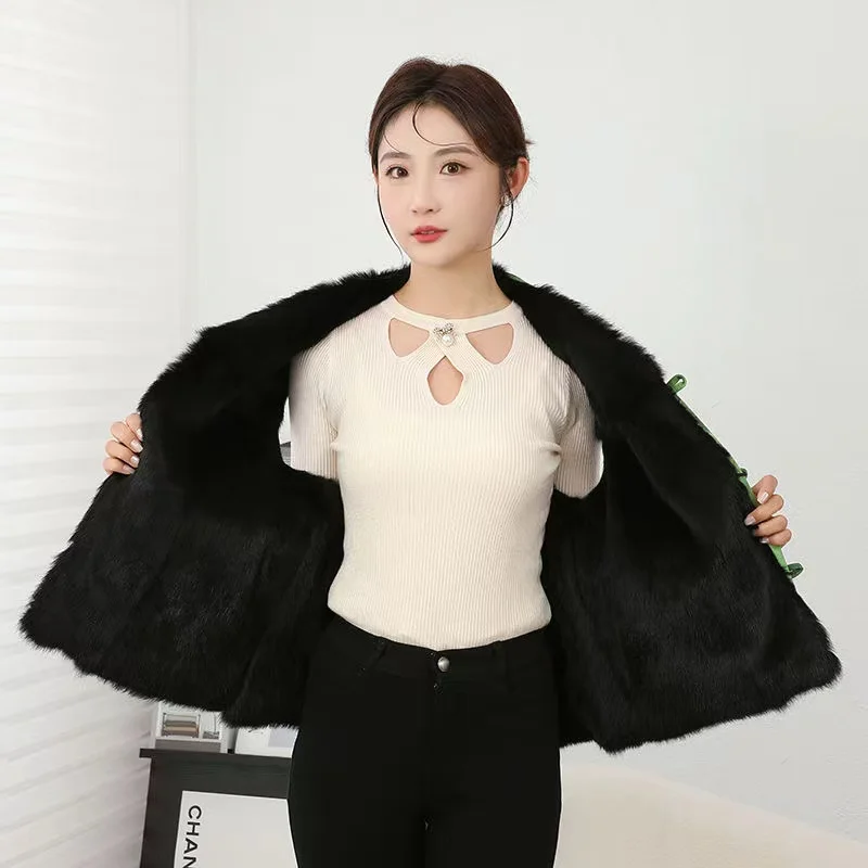 Новинка Женский цельный меховой жилет в китайском стиле из кроличьего меха