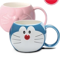 doraemon shape cup mug couple pair cup with lid and spoon ceramic cup female water cup cup