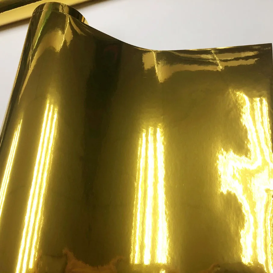 

Высококачественная растягивающаяся хромированная зеркальная Золотая виниловая пленка, самоклеящаяся Автомобильная наклейка, пленка для ...