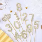 Золотистый, серебристый, металлический Топпер для торта с цифрами Стразы 0-9, украшение для торта, украшение для дня рождения, юбилея, свадьбы, праздника для будущей мамы