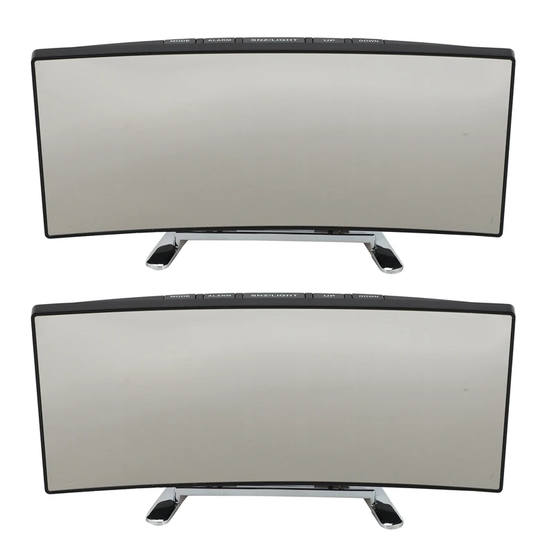 

2X Digital Alarm Clock, 7 Inch Curved Dimmable LED Screen Digital Clock For Kids Bedroom, White Large Number Clock