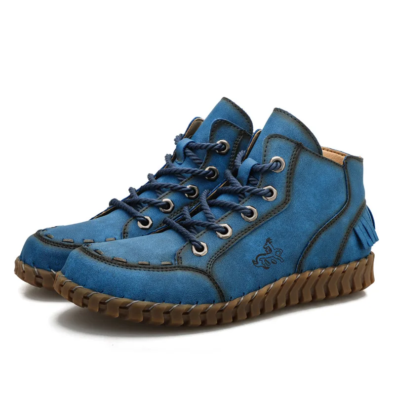 Ladies Casual Shoes Women Flat  Round Shape Genuine Leather Lace Solid Color Waterproof and Non Slip