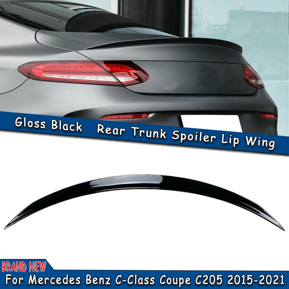 

Gloss Black Rear Trunk Spoiler Lip For Mercedes Benz C-Class Coupe C205 2015-21