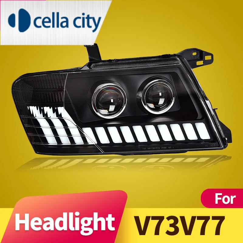 

Передняя фара в сборе для Mitsubishi Pajero V73 V75 V77 2000-2012, светодиодные дневные ходовые огни, светодиодные двухлучевые линзы