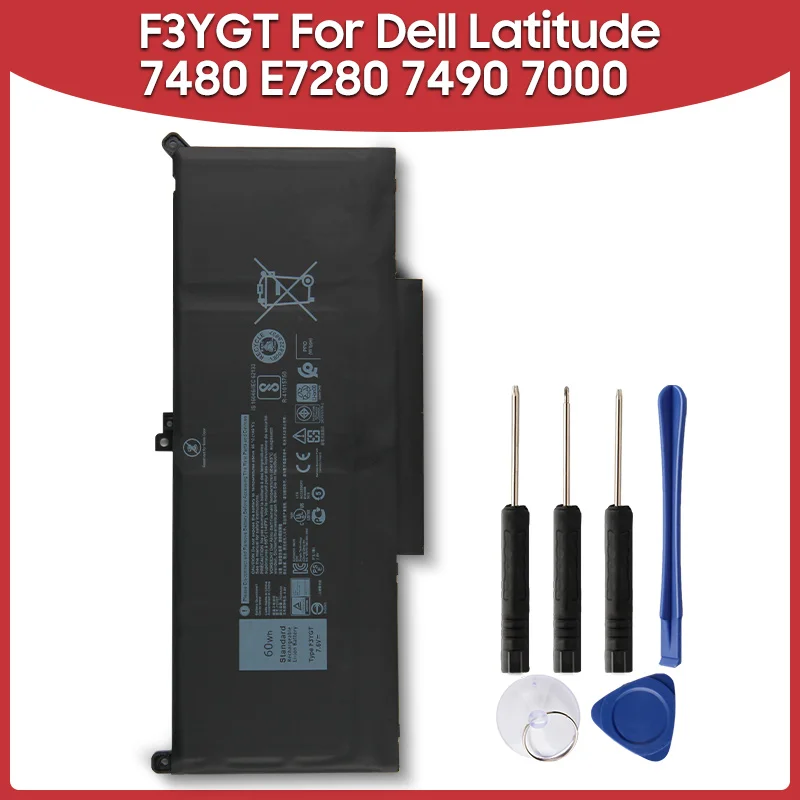Сменный аккумулятор для ноутбука 60Wh F3YGT DM3WC 2X39G для Dell Latitude 7480 E7280 7490 7000