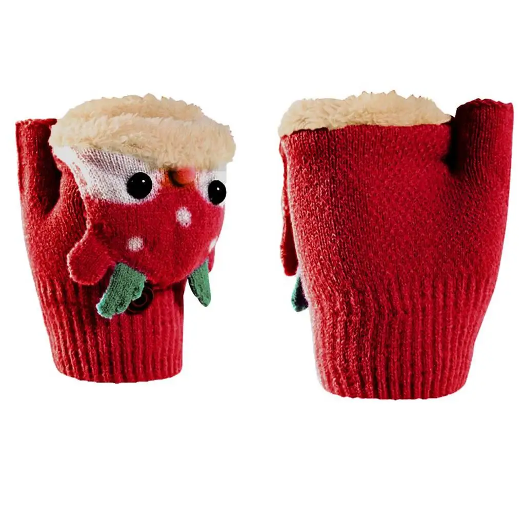 

Kids Winter Children Warm Gloves Hiking Mittens Cartoon Lovely Wear-resistant Half Fingers Glove Riding Christmas Gifts
