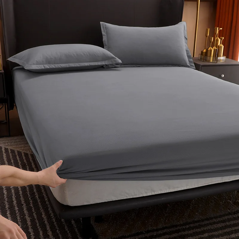 

Bed Sheet One-piece Cotton Mattress Cover Non-slip Solid Modern Solid Color Pure Cotton Bed Sheet Bedspread Protective Cover