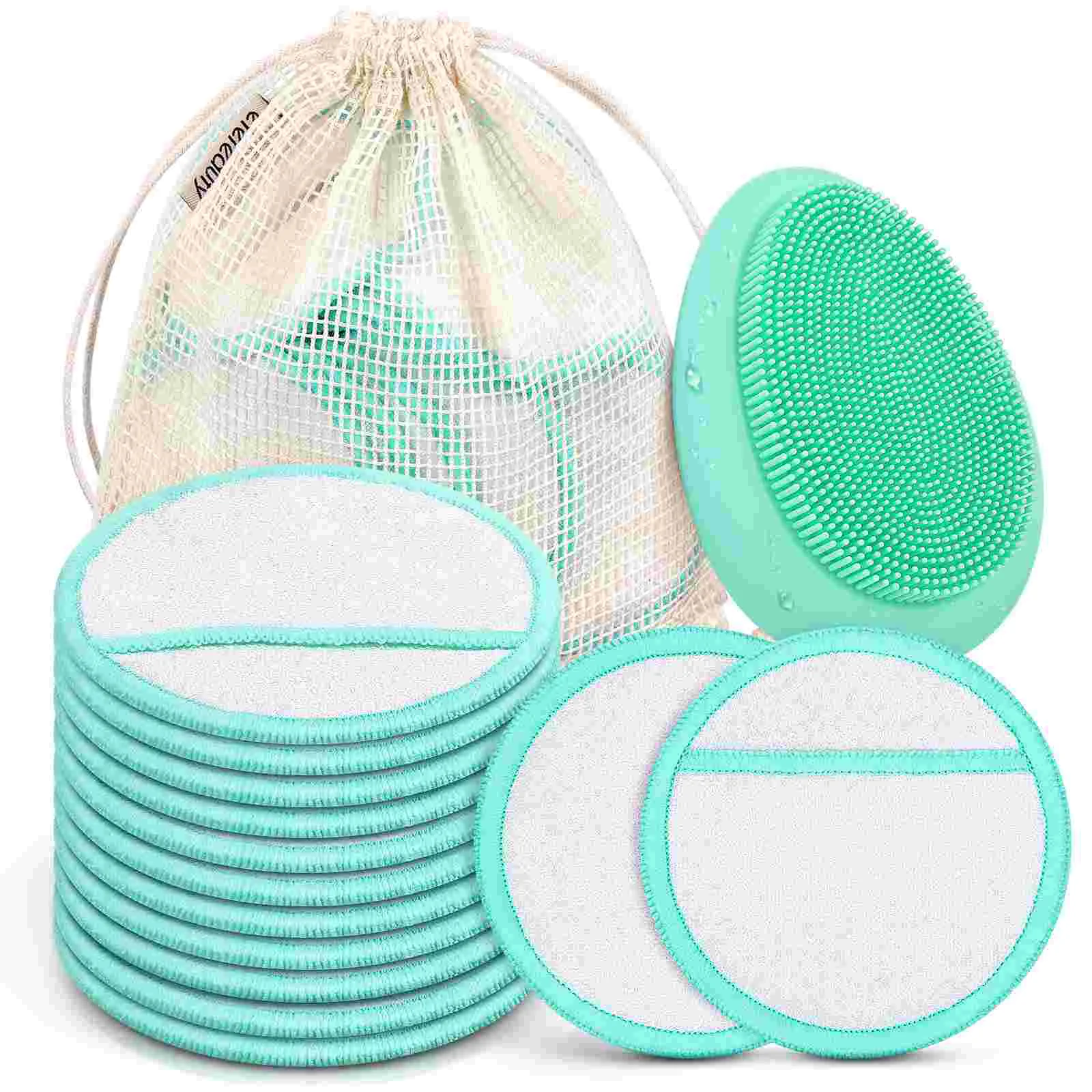 

ETEREAUTY Face Cleansing Tools 18pcs Reusable Makeup Remover Pads 1pc Facial Cleansing Brush 1pc Storage Pouch Ultra Hygienic