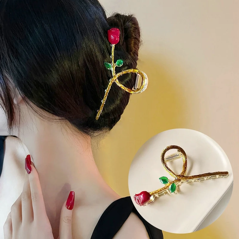 

Rose Flower Hair Claws Korean Fashion Hair Clamp Grab Hair Styling Hair Clips for Women Girls Hairpin Hair Accessories