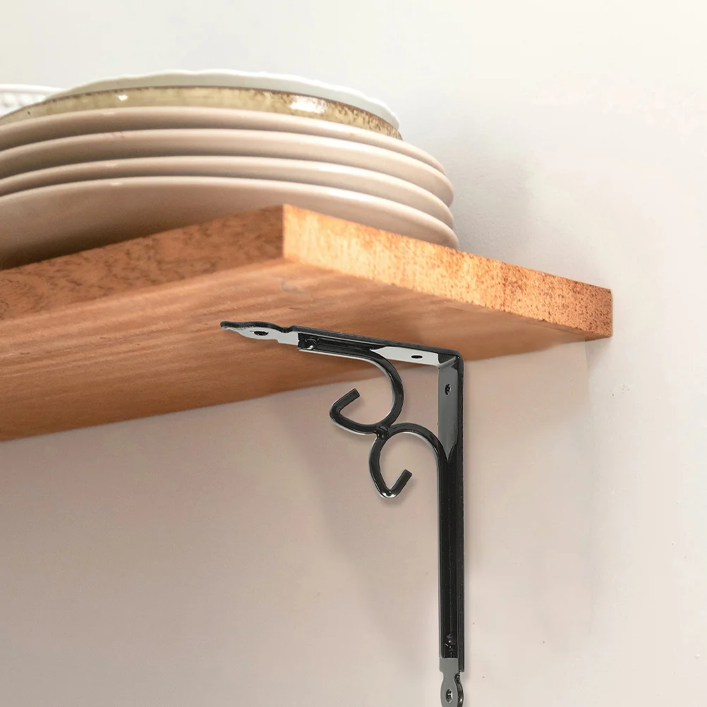 

2 Pcs Wall Mounted Corner Brackets Metal Multi-use Shelf Stands Shelves Iron Floating