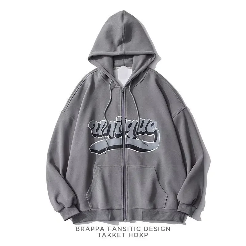 

Y2k толстовки на молнии с надписью, Женский уличный Свободный кардиган в стиле хип-хоп с капюшоном, свитшоты для пар