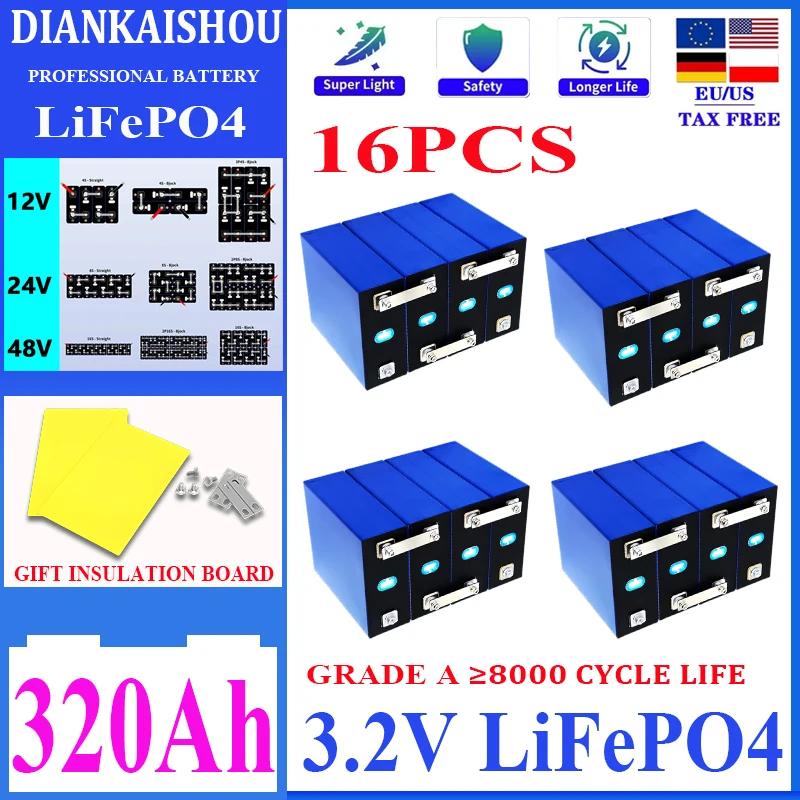 Аккумуляторная батарея класса А 3 2 В 320 Ач Lifepo4 16 шт