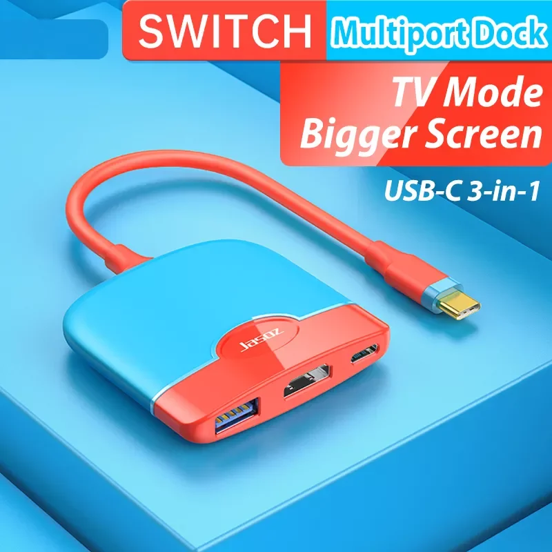 

USB C Docking Station for Nintendo Switch 3 in 1 Hub Portable Type C to HDMI-compatible 4K TV Multiport Dock 100W Laptop Charger