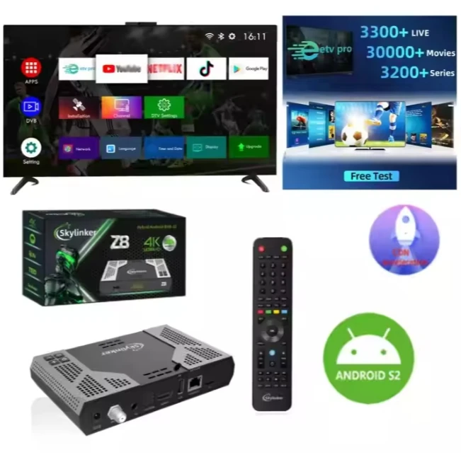 [Подлинная] Новинка 2025 года гибридная ТВ-приставка Skylinker Z8 Android + DVB-S2 HD 4K TV Box H265 5G Wi-Fi