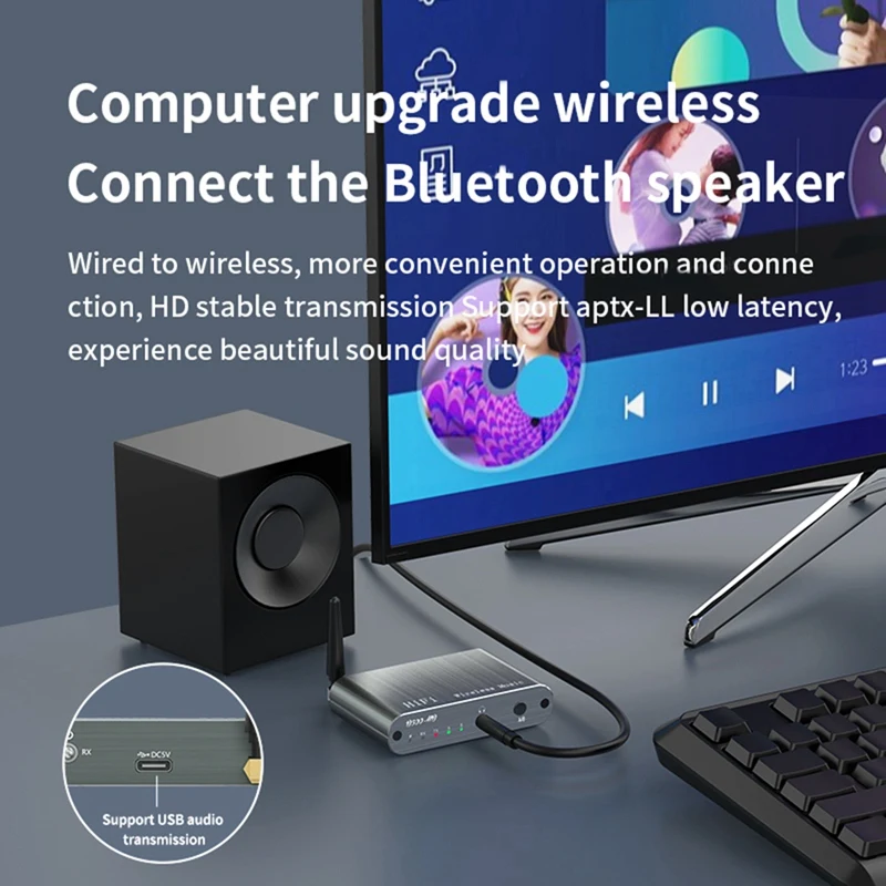 Беспроводной адаптер Hi-Fi AUX Type-C Многоточечный двухточечный процессор качества
