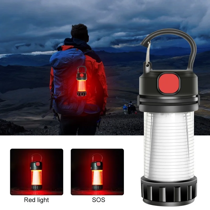 

Mini Camping Lantern Outdoor Rechargeable Emergency Camping Lights 5 Modes Water-Resistant Battery Powered Portable Flashlight
