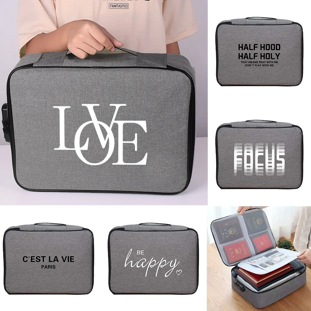Document Bags Travel Credentials Credit Card Passport Storage Case Text Print Organizer Cases Home Business File Folder Handbags